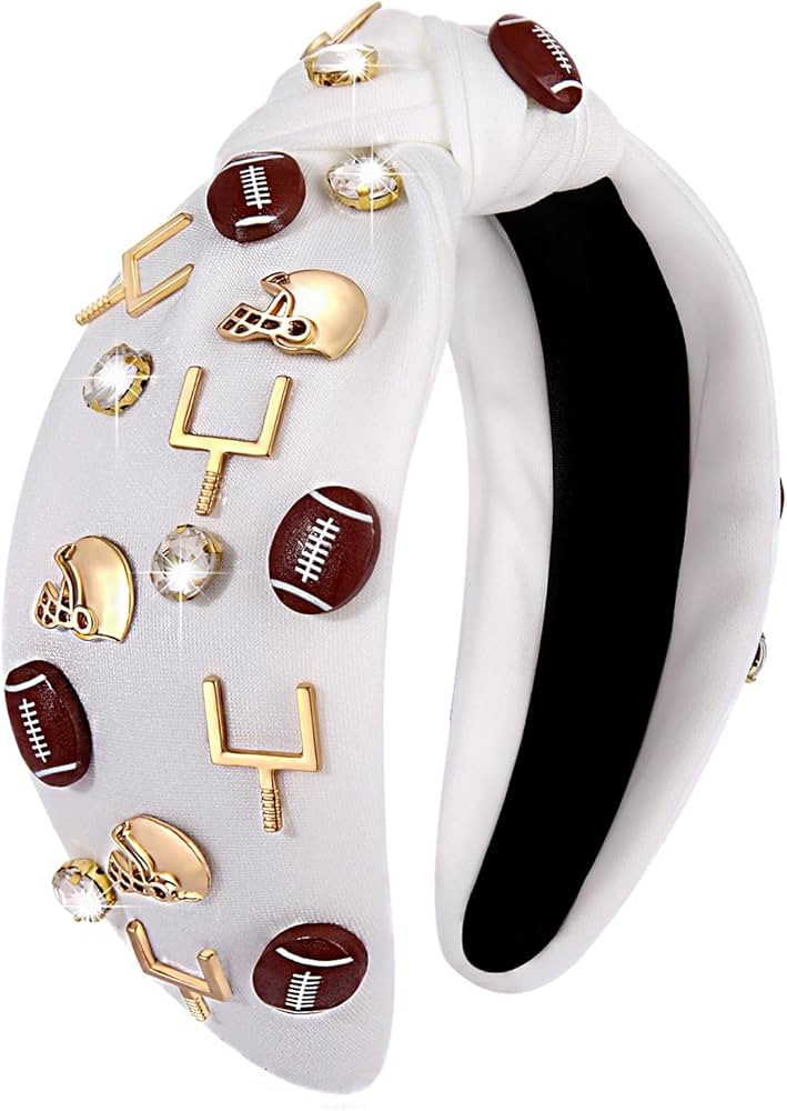 Football Headband for Women Football Accessories Beaded Football Rhinestone Crystal Knotted Headb... | Amazon (US)