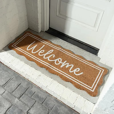 Scalloped Edge Welcome Doormat, Brown, 48L x 16H , Coir | Kirkland's Home | Kirklands