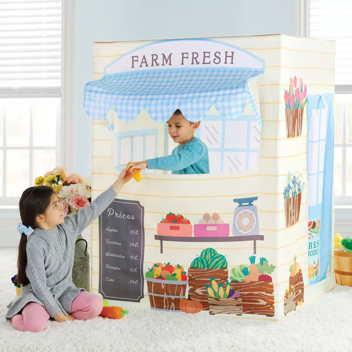 Martha Stewart Kids' Farmer's Market Play Tent: Children's Large Indoor Playhouse for Playroom, B... | Target