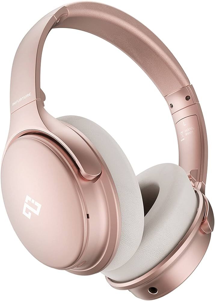 INFURTURE Rose Gold Active Noise Cancelling Headphones with Microphone Wireless Over Ear Bluetoot... | Amazon (US)