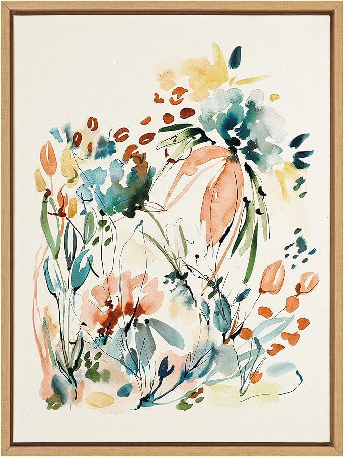 Kate and Laurel Sylvie Awaking Peach Framed Linen Textured Canvas Wall Art by Sara Berrenson, 18x... | Amazon (US)