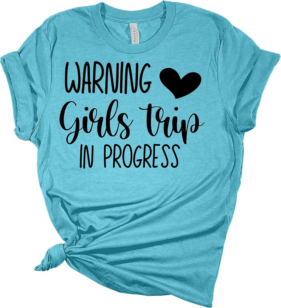 Womens Warning Girls Trip Shirt Girls Trip in Progress T Shirt Gift Graphic Tees | Amazon (US)
