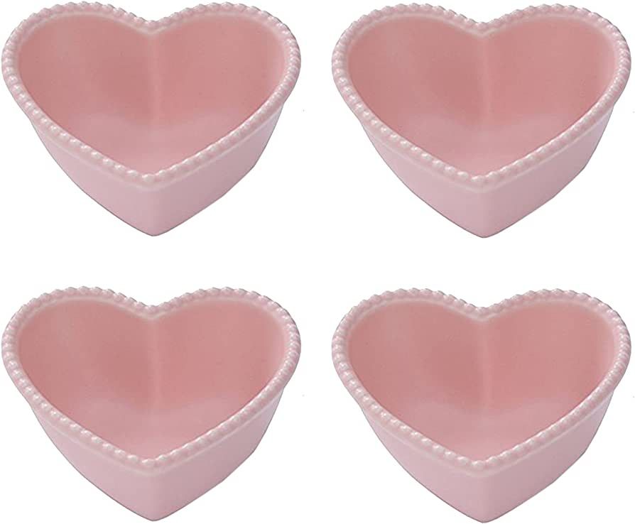 CHOOLD Ceramic Heart-Shaped Pudding Bowls with Beads Edge Baked Bowls Dessert Bowls Oven Bowls Cr... | Amazon (US)