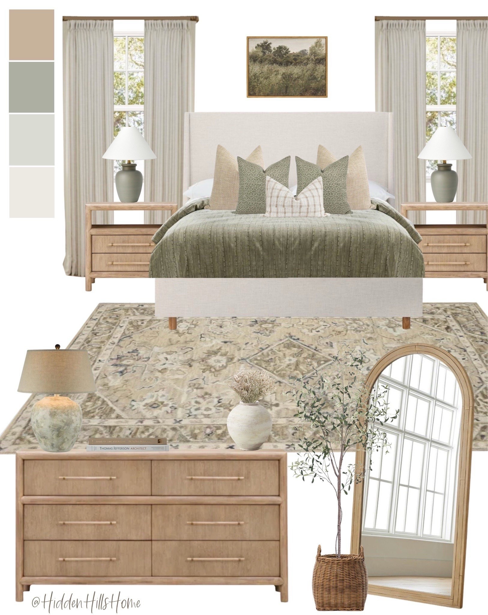Bedroom decor mood board, primary bedroom design, home decor, bedroom inspiration, master bedroom with sage green accent tones #bedroom



#LTKHome #LTKSeasonal #LTKSaleAlert