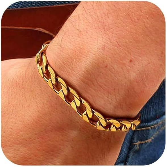 ChainsPro Men Sturdy Figaro/Cuban Chain Bracelet, 6/9/13mm Width, 7.48/8.26inch Length, 316L Stai... | Amazon (US)
