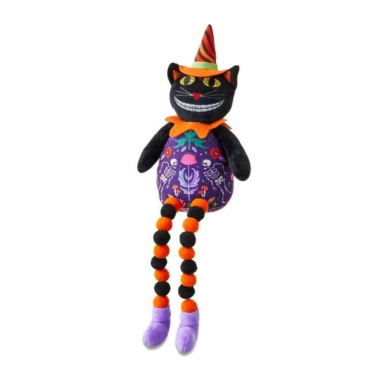 Plush Vintage Grinning Cat Tabletop Decor, Multicolor, 18", Halloween by Way To Celebrate | Walmart (US)