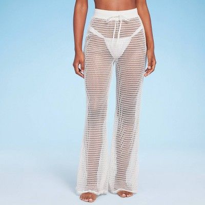 Women's Crochet Cover Up Pants - Shade & Shore™ Off-White S | Target