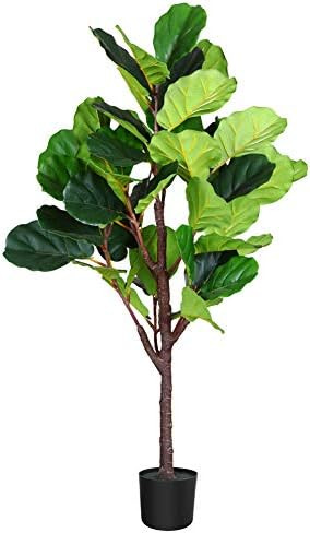 Fopamtri Artificial Fiddle Leaf Fig Tree 4.3 Feet Feaux Ficus Lyrata Plant with 44 Leaves Faux Pl... | Amazon (US)