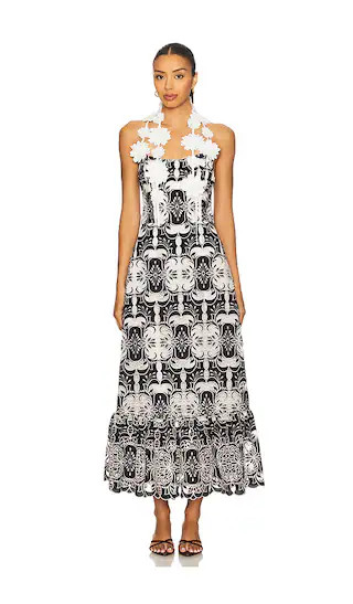 Jolie Midi Dress in Black & White | Revolve Clothing (Global)