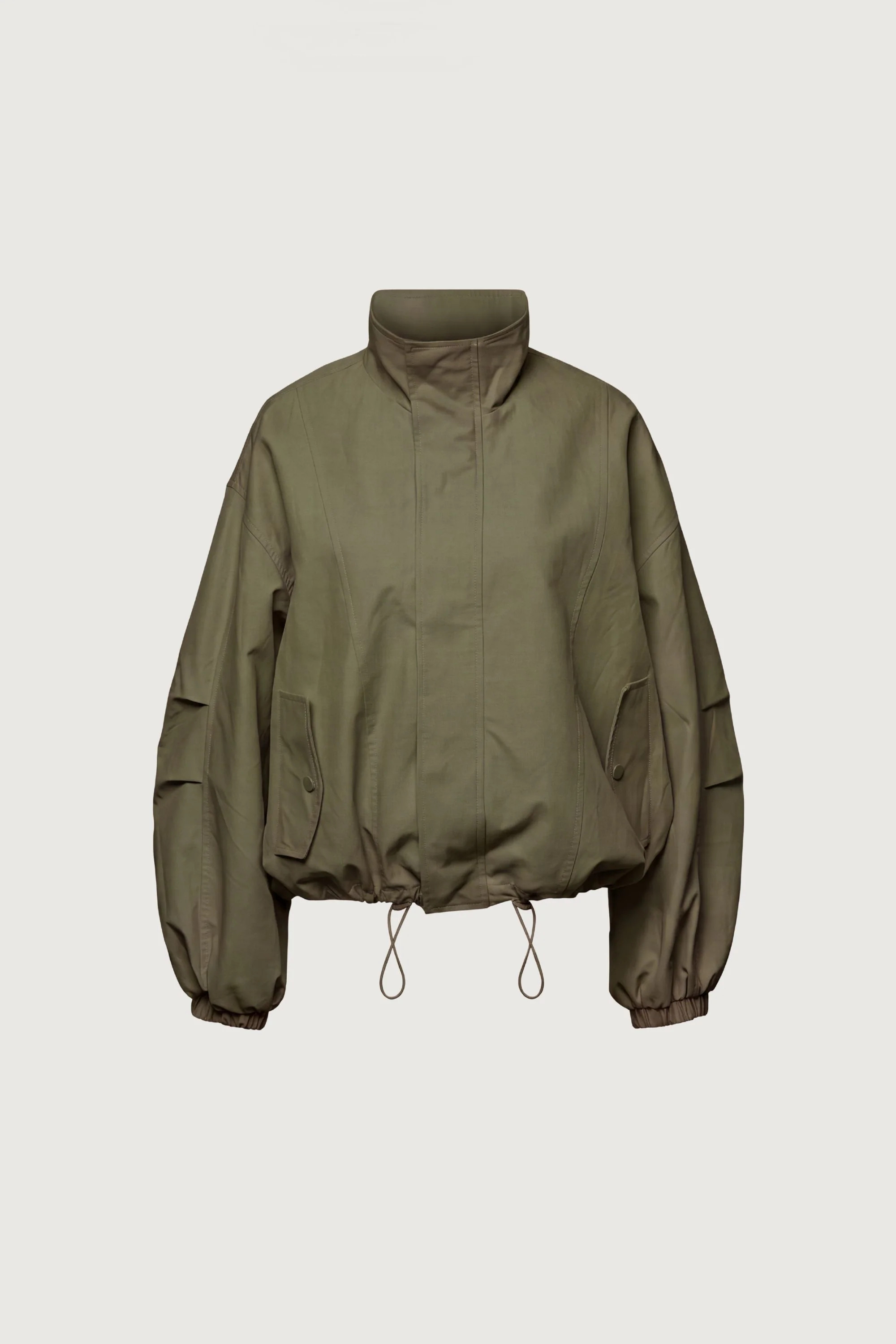 HIGH FUNNEL NECK CROPPED DRAWSTRING JACKET | OAK + FORT