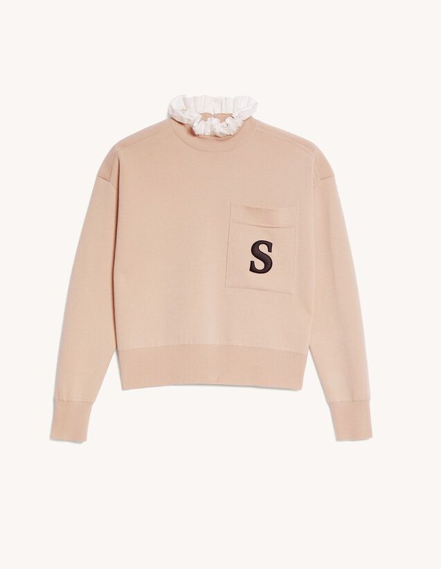 Sweater with contrasting ruffled collar | Sandro-Paris US