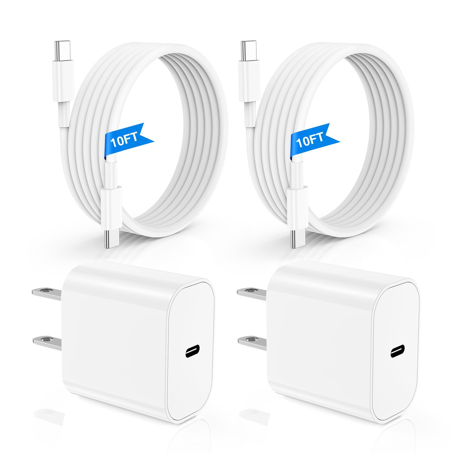 iPhone 17 16 15 Fast Charger 10ft, USB C Charging Block and Long Type C to C Cable Cord, iPad Wal... | Amazon (US)