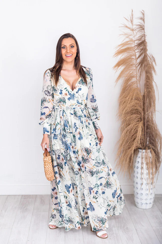 My Dearest Darling Ivory Floral Maxi Dress | The Pink Lily Boutique