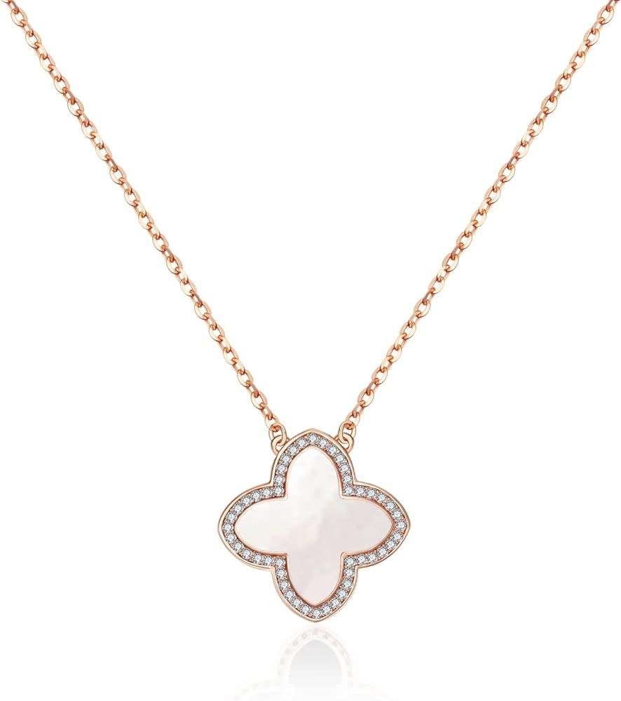 Dainty Lucky Clover Necklace 14K Gold Plated Four Leaf Clover Necklace for Women, Simple Necklace... | Amazon (US)