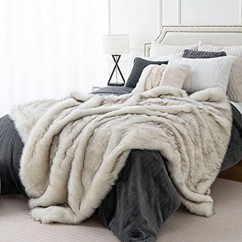 BATTILO HOME Luxury Ivory White Faux Fur Throw Blanket for Bed, 60 x 80 Inch Extra Large Super So... | Amazon (US)