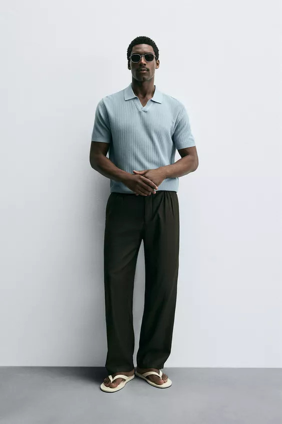 RIBBED KNIT POLO SHIRT | Zara US