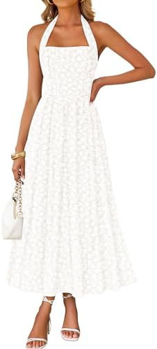ZESICA Women's Summer Sleeveless Floral Maxi Dresses 2026 Halter Neck Flowy A Line Formal Cocktai... | Amazon (US)