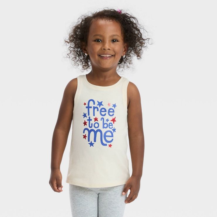 Toddler Girls' 'Free To Be Me' Tank Top - Cat & Jack™ Cream | Target