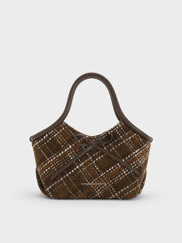 Multicoloured Hazel Checkered Bow Tubular Top Handle Bag | CHARLES & KEITH | Charles & Keith US