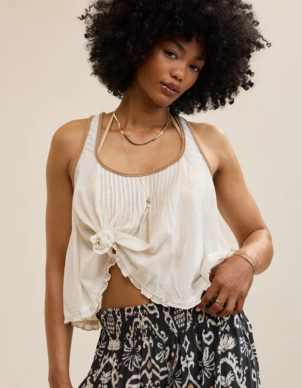 Aerie Woven Scoop Neck Tank Top | Aerie