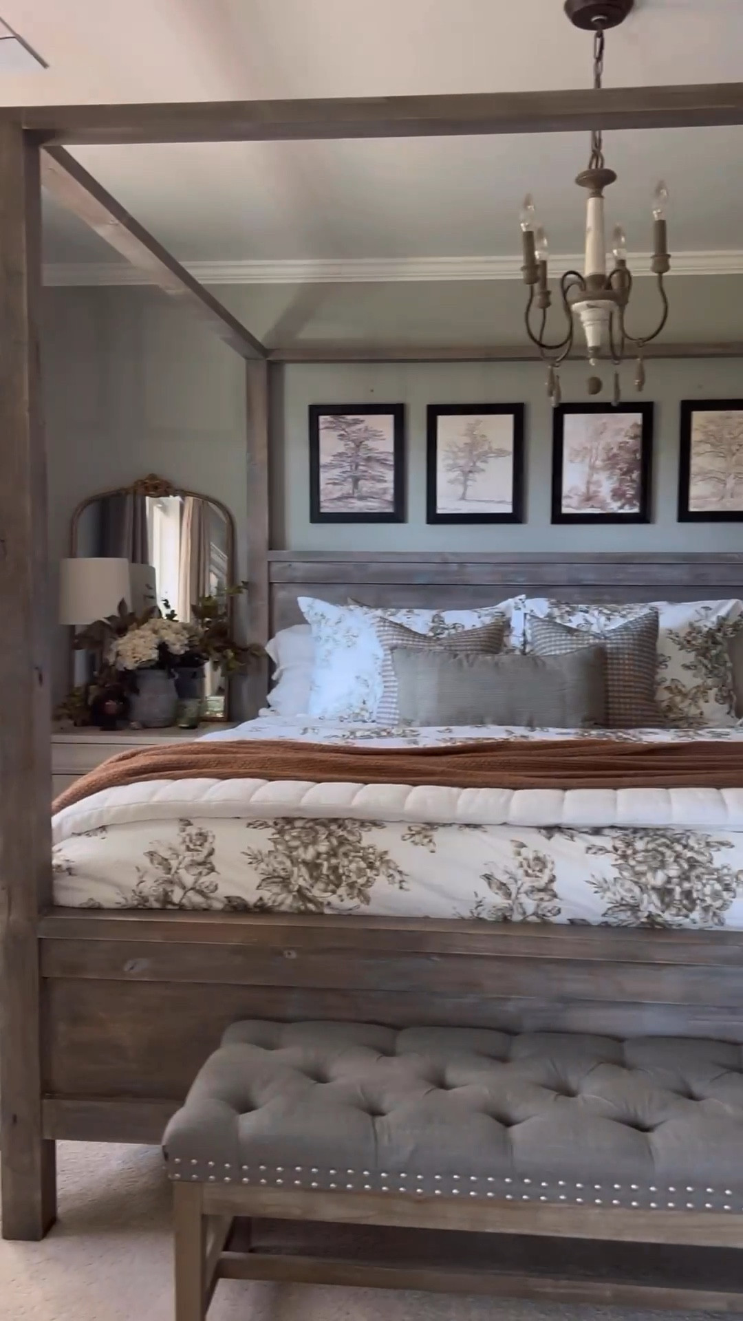 Embrace cozy autumn nights with European cottage charm 🍂✨ Featuring the Signature Toile Sage Green Floral Flannel Duvet from Garnet Hill, soft knits, hydrangeas, and fall grapevine for a timeless, tranquil retreat. #FallBedStyling #CottageStyle #GarnetHillHome

#LTKHome #LTKSeasonal #LTKVideo