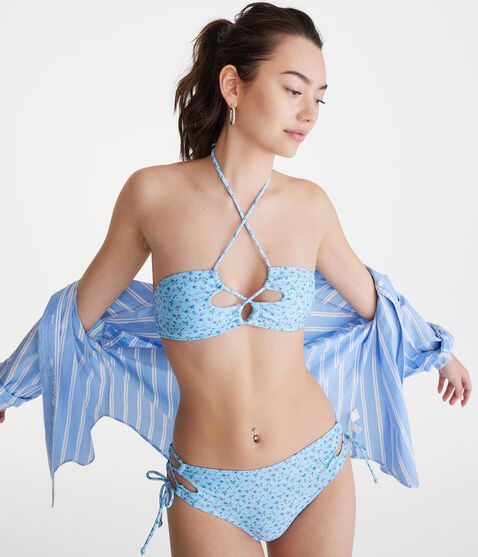 Floral Cutout Halter Bikini Top | Aeropostale