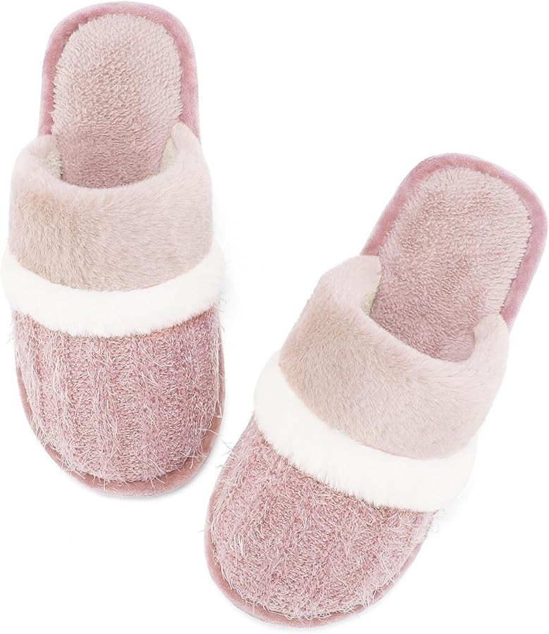 MAXTOP Womens Cozy Memory Foam Slippers Soft Warm Slip On Faux Fur House Slippers,Anti-Skid Rubbe... | Amazon (US)