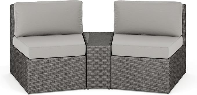 Martha Stewart Bedford Indoor-Outdoor 3-Piece Patio Set, 2 Curved Sofa Seats with All-Weather Cus... | Amazon (US)