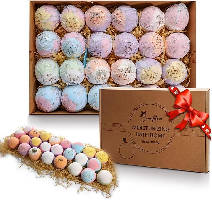 Beautifier Life Moisturizer Bath Bombs Gift Set(Set of 24)Natural Refreshing Bubble Bath Kit with... | Amazon (US)