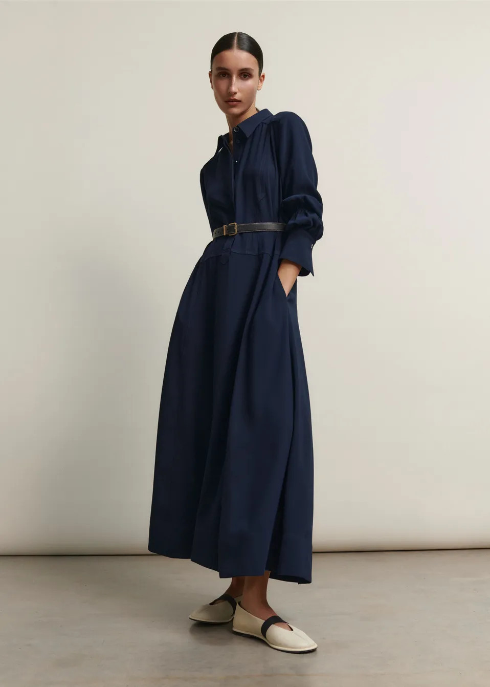 Panelling Detail Maxi Shirt Dress | ME+EM US