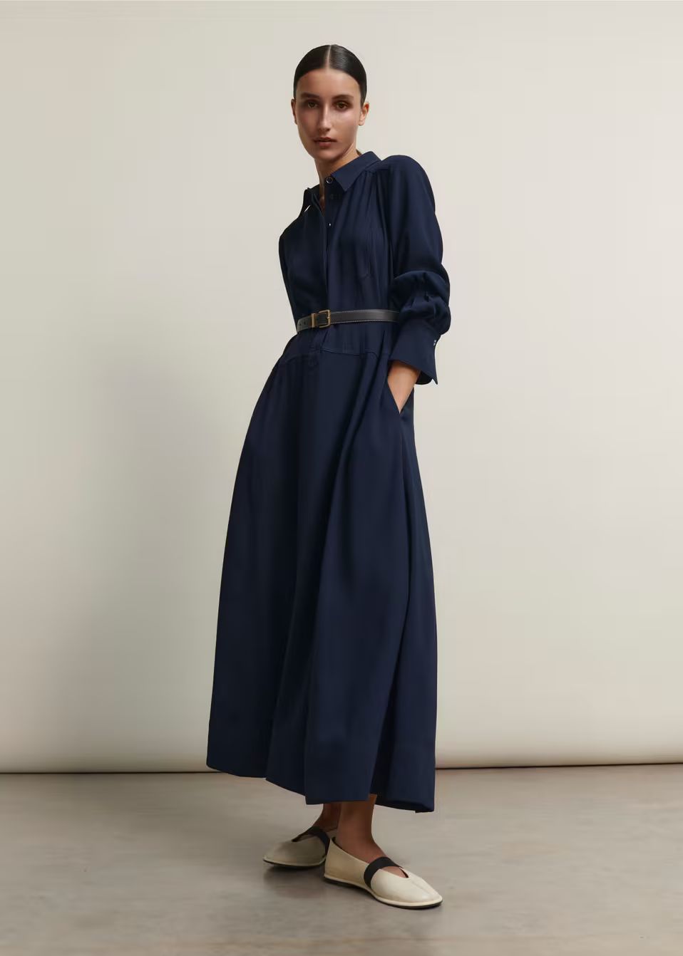 Panelling Detail Maxi Shirt Dress | ME+EM US