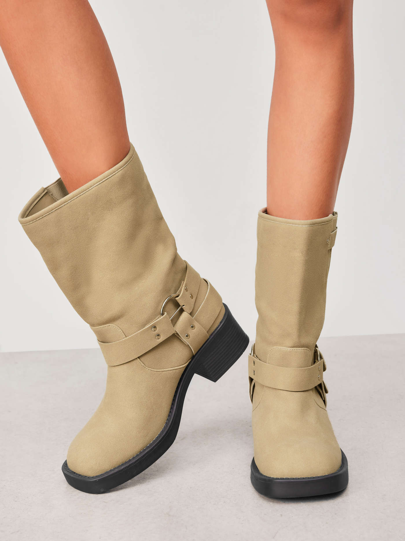 BUCKLE CHUNKY HEEL ANKLE BOOTS | Cider