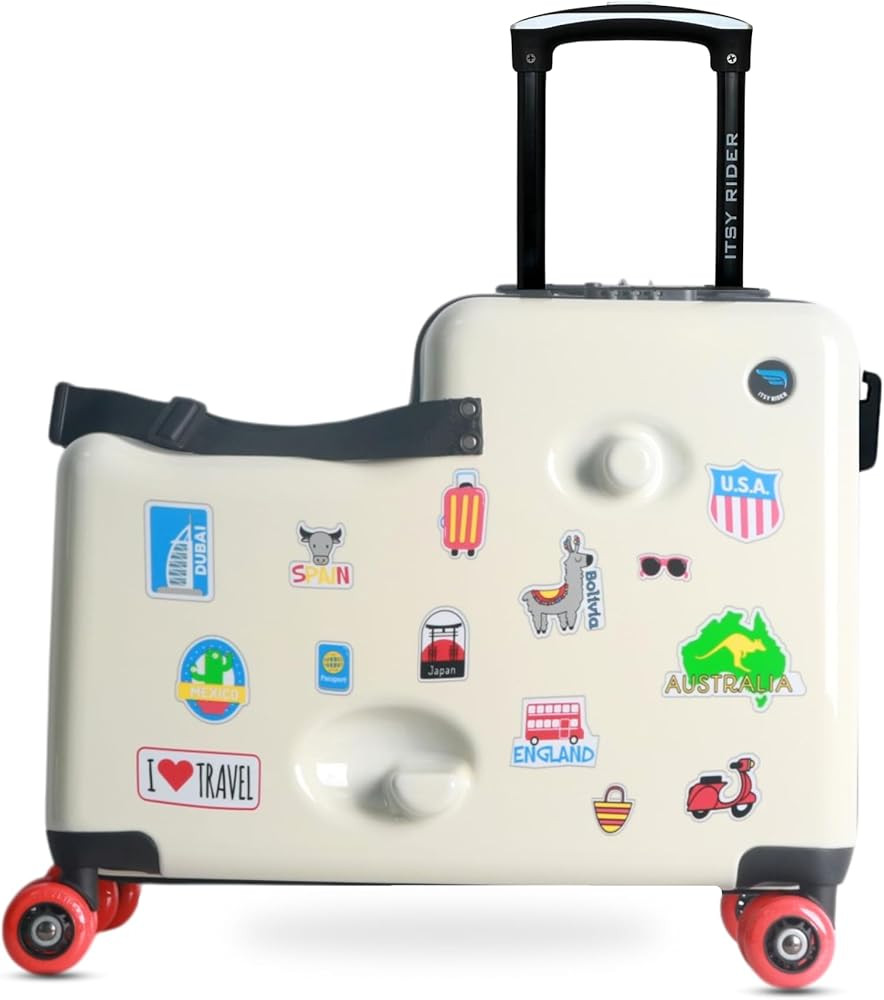 2025 Itsy Rider 20" Ride-on Suitcase for Kids with Double Spinner Red Wheels (Beige Traveler) | Amazon (US)