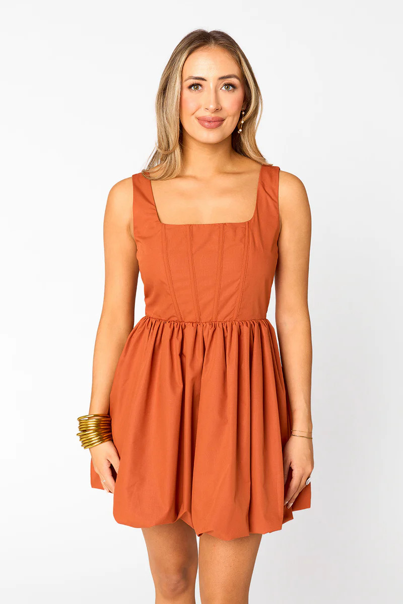 Heidi Mini Dress - Burnt Orange (PRE-ORDER) | BuddyLove