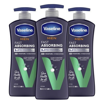 Vaseline Intensive Care Men's Fast Absorbing Hand and Body Lotion Scented - 20.3 fl oz/3ct | Target