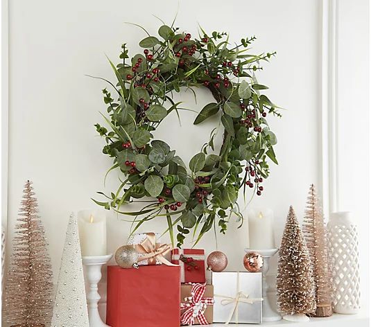 24" Leaves and Berry Wreath by Lauren McBride | QVC