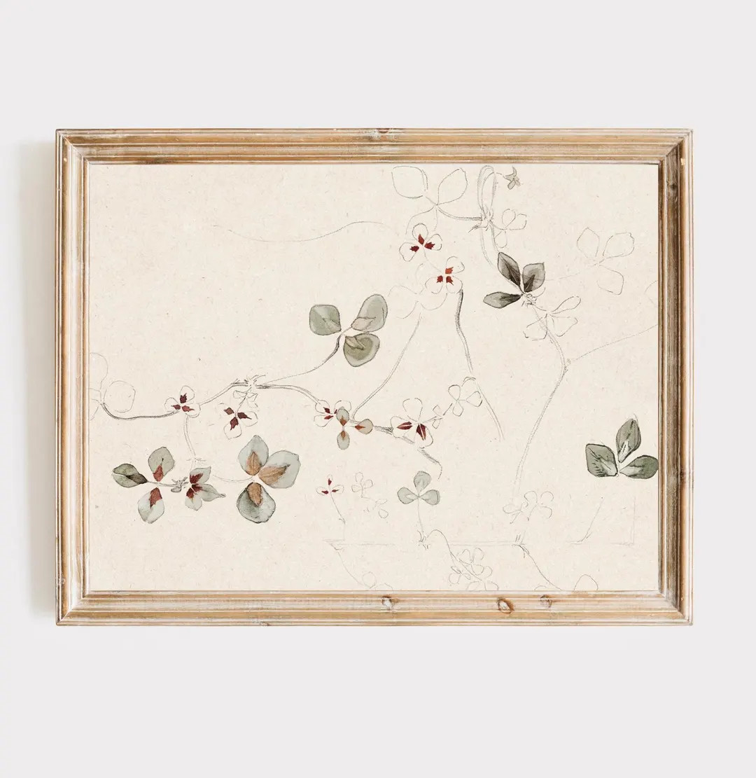 Vintage Botanical Sketch Art Print | Farmhouse Floral | Digital Download - Etsy | Etsy (US)