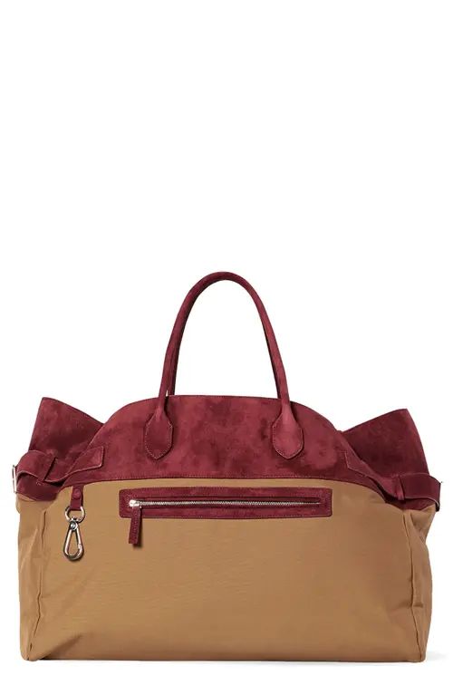 The Row Margaux 17 Inside Out Canvas Satchel in Taupe/Port at Nordstrom | Nordstrom