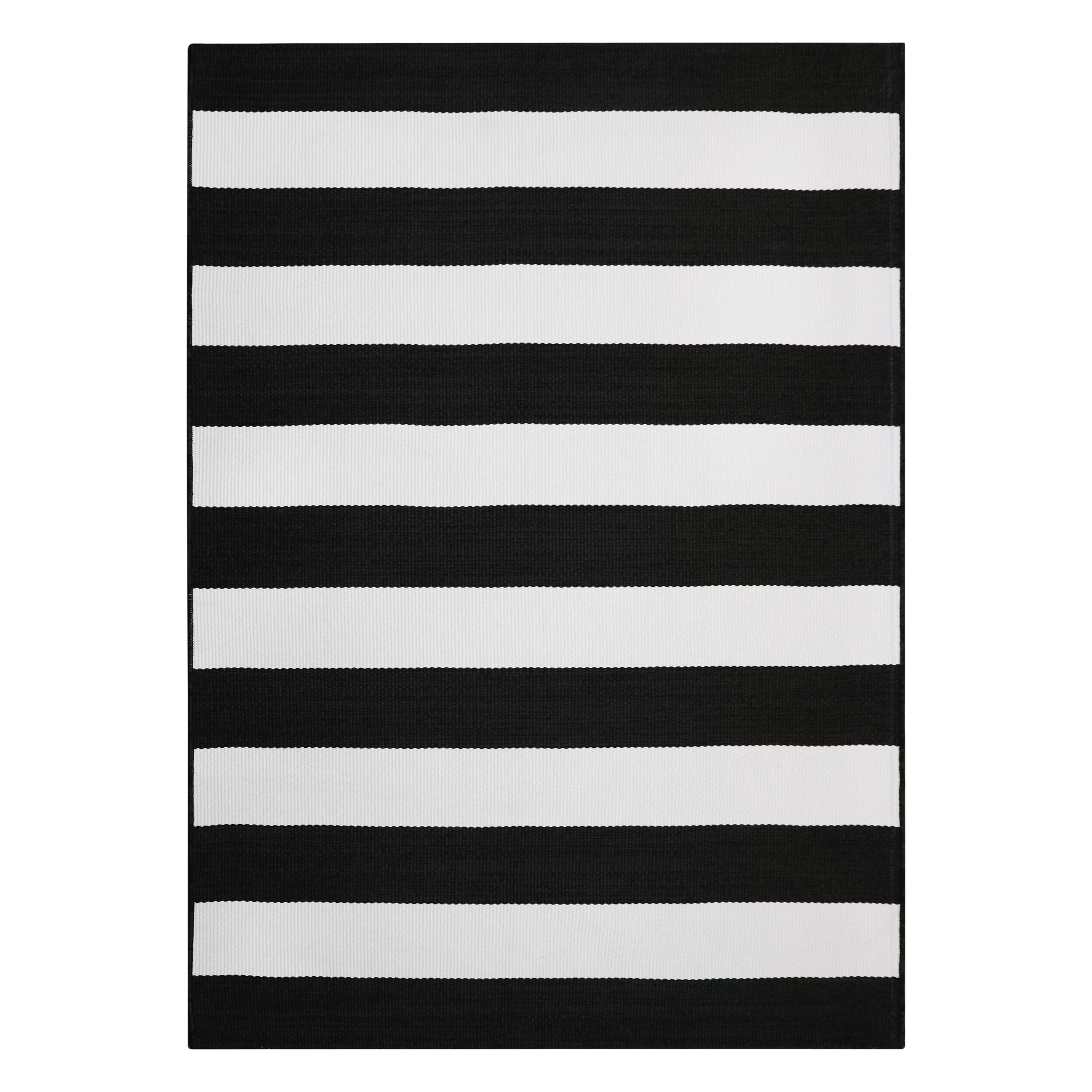 Better Homes & Gardens 5 x 7 Black and White Cabana Stripe Outdoor Rug | Walmart (US)
