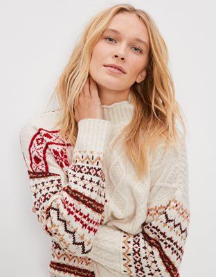 AE Soft & Cozy Mixed Stitch Sweater | American Eagle Outfitters (US & CA)