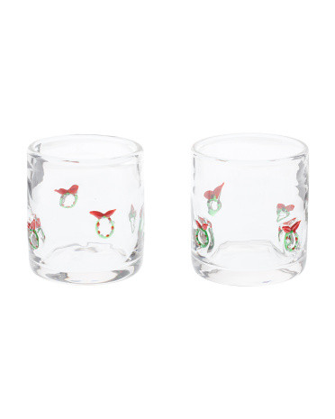 2pk Christmas Wreath Double Old Fashioned Glasses | Gifts For Her | Marshalls | Marshalls