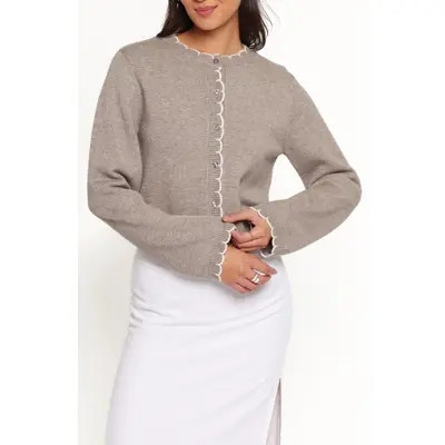 Petal & Pup Payton Scallop Cardigan in Pink Red at Nordstrom, Size X-Large | Nordstrom