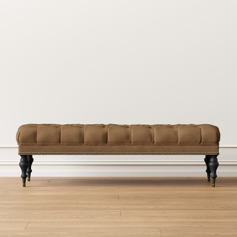 Fairfax Bench, Turned Leg with Tufted Top (51"-61") | Williams-Sonoma