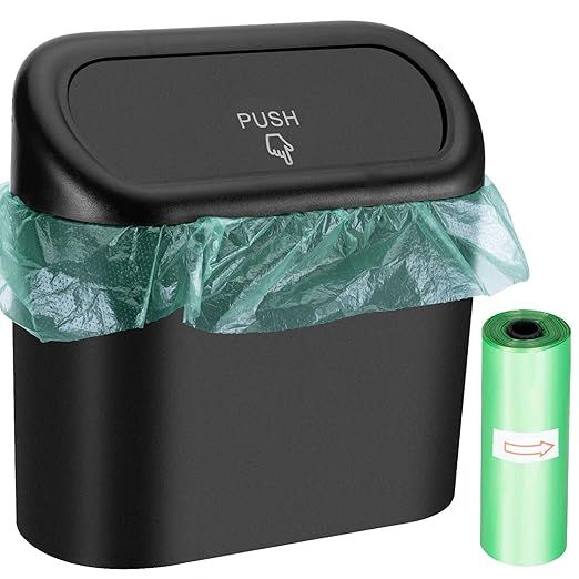 Wontolf Car Trash Can Bin with Lid and 30pcs Trash Bags Small Car Garbage Can Leakproof Mini Car ... | Amazon (US)