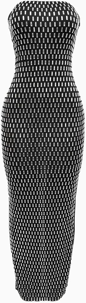 PORRCEY Women's Sexy Elegant Rhinestone Sleeveless Party Club Night Hot Drilling Clubwear Evening... | Amazon (US)