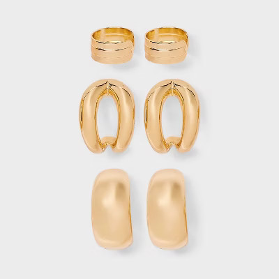 Chunky Hoop Earring Set 3pc - A New Day™ Gold | Target