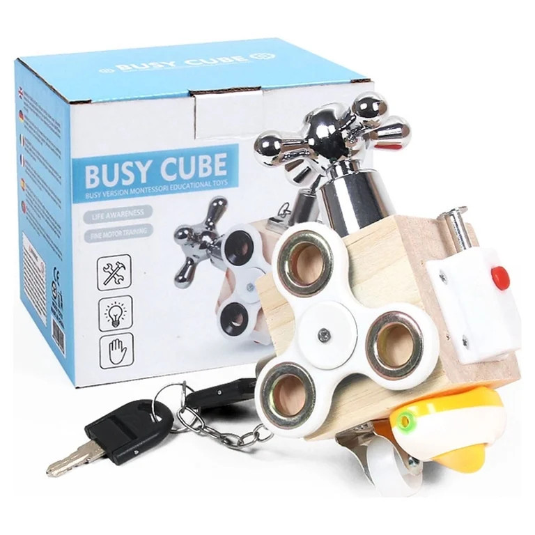 Montessori Learning Toys, Sensory Toys, Busy Cube for Toddlers 1-3, Wooden Educational Toys | Walmart (US)