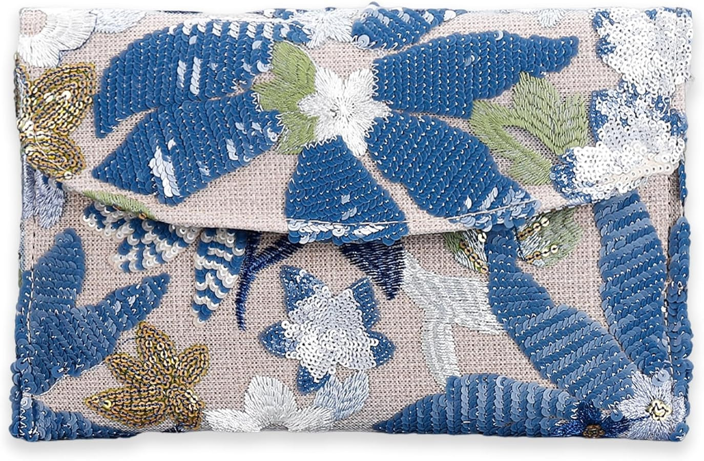 Women's Floral Embroidery Sequin Evening Clutch Bags Party Purses Beaded bags, Light Blue, 10.4x6... | Amazon (CA)