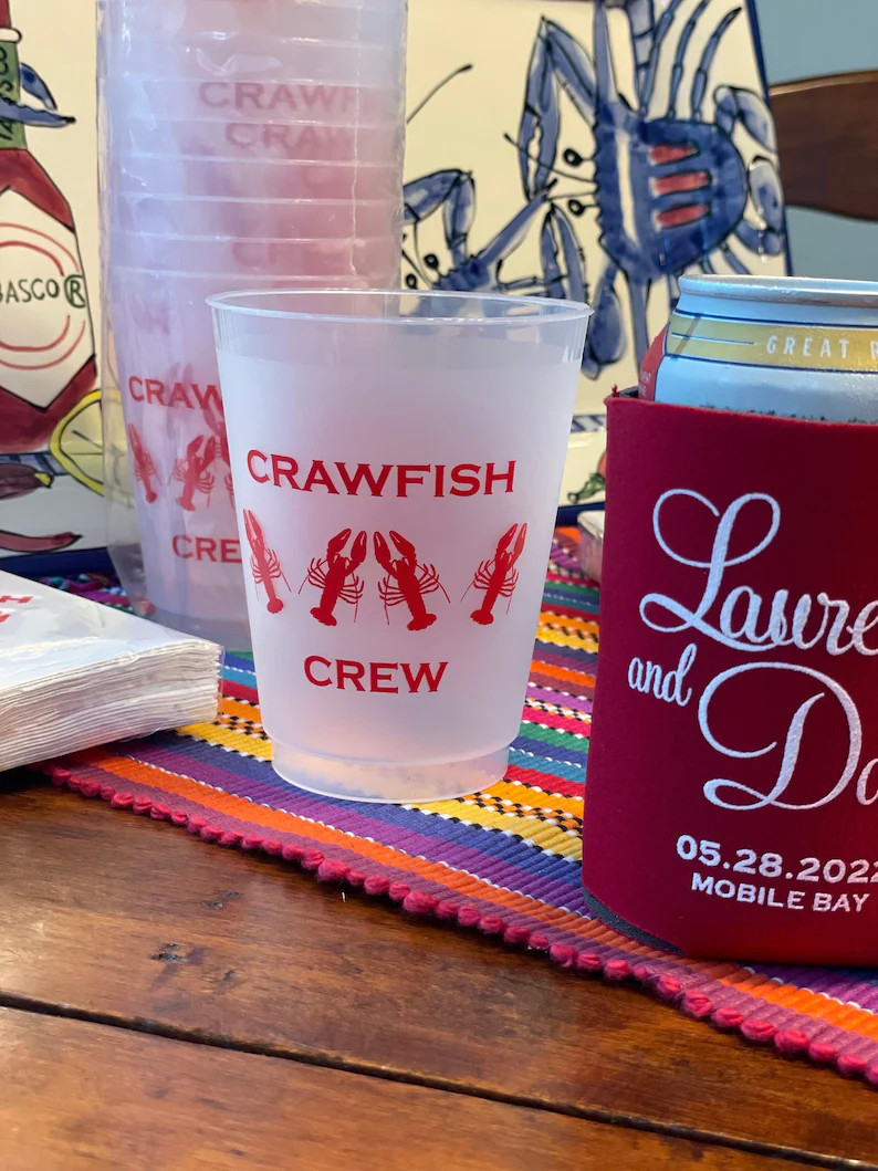 IN STOCK Crawfish Crew Themed Party Cups.  Frosted Disposable Plastic Glasses. Crawfish Boil Beer... | Etsy (US)