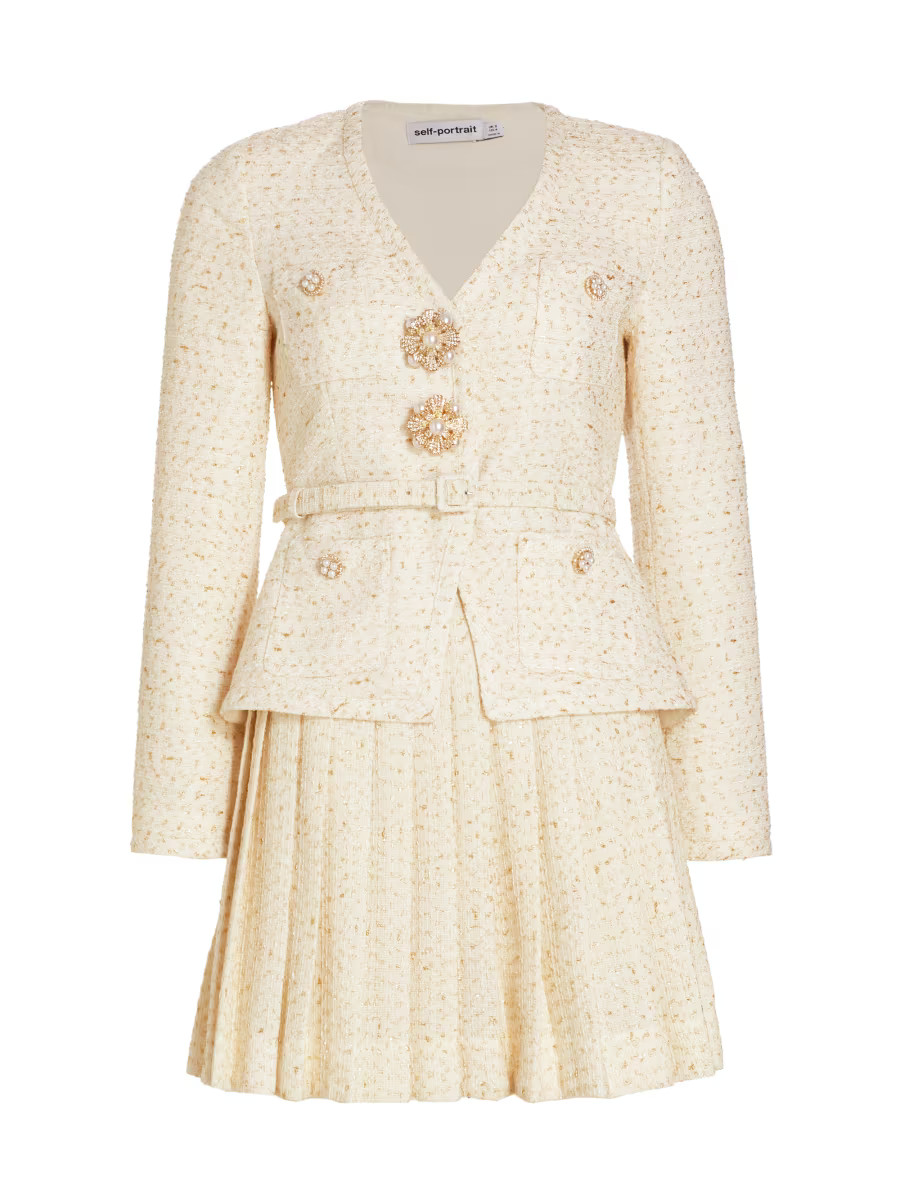 Mixed-Media Bouclé Minidress | Saks Fifth Avenue